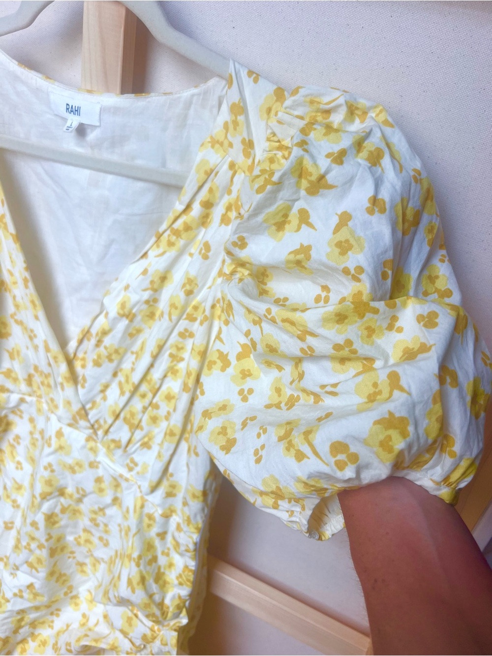 Free People Yellow Floral Mini Dress Size L - Picture 7 of 8